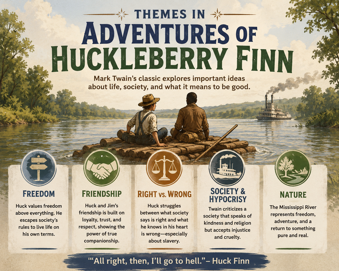Huckleberry Finn themes