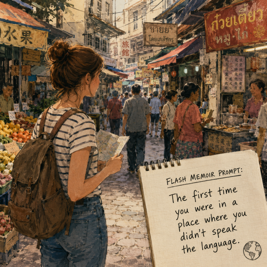 flash memoir prompt Language