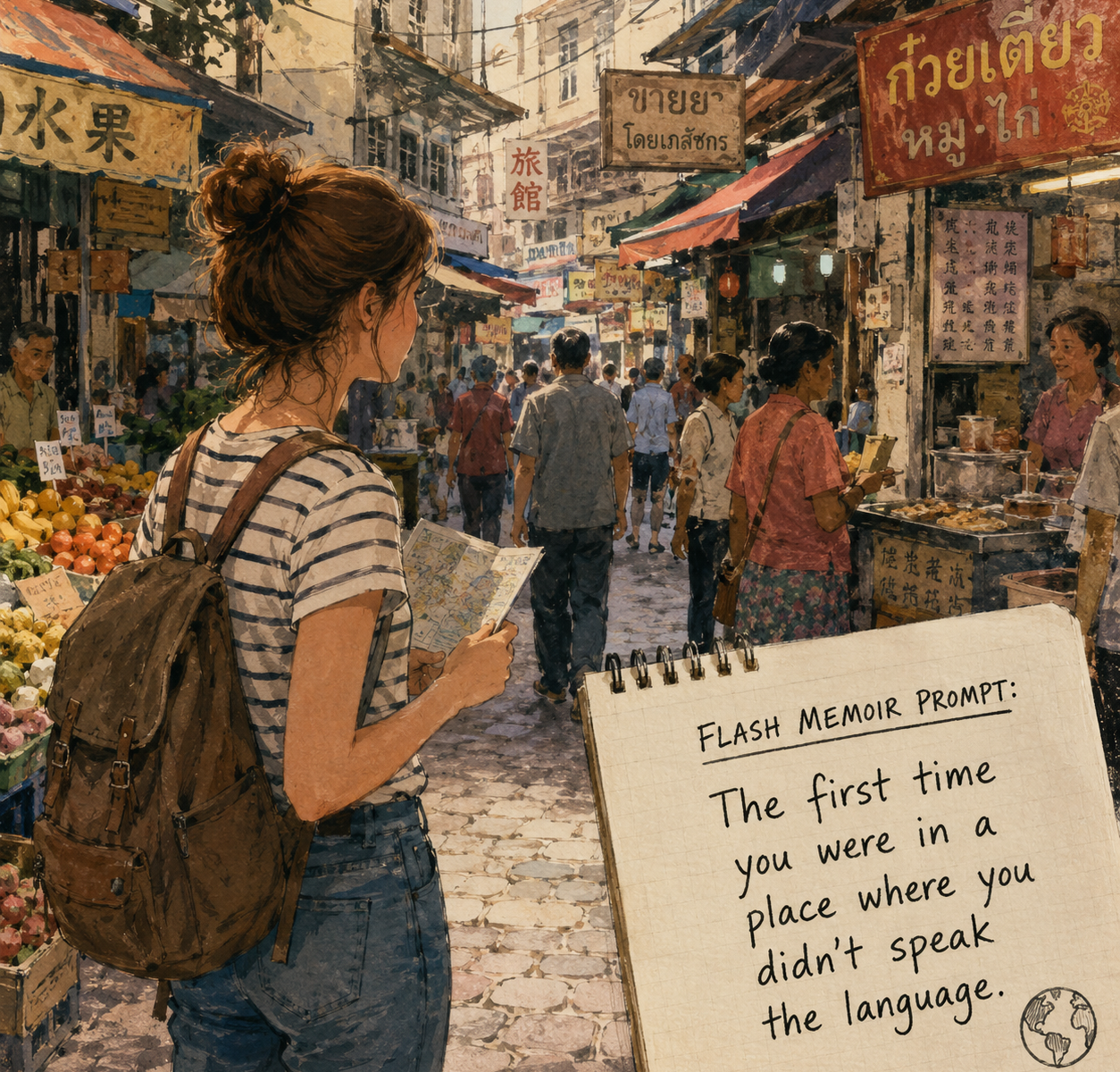 flash memoir prompt Language