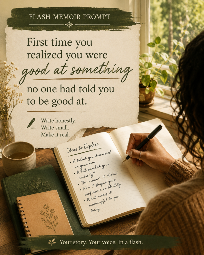 Flash Memoir prompt good at something