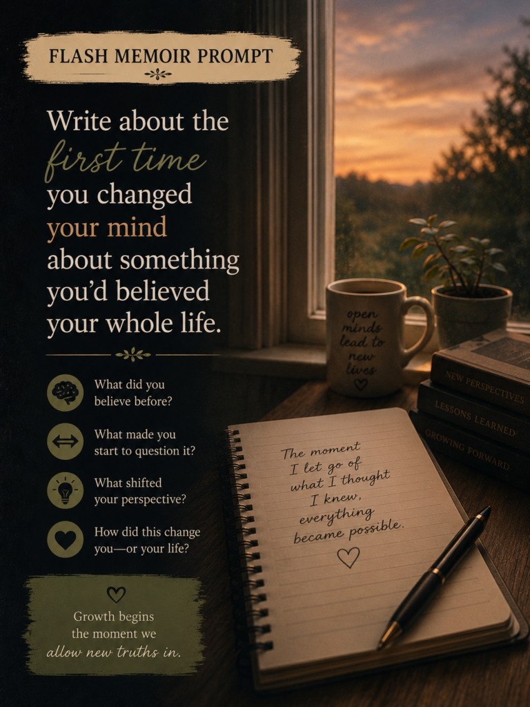 Flash memoir prompt changed your mind