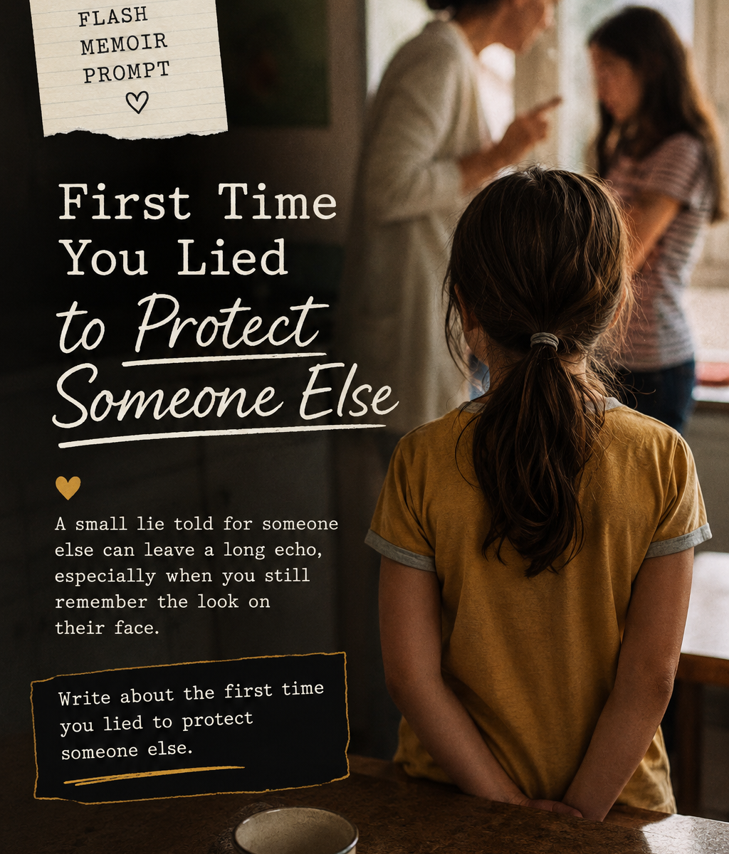 flash memoir prompt first time lied protect someone